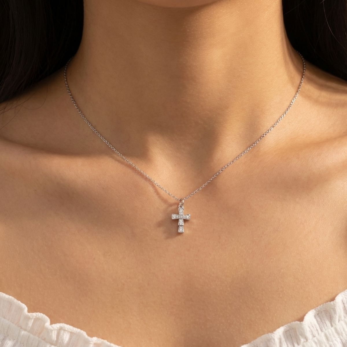 CZ Cross Charm (Silver) | Grace Blooms – grace blooms