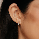 Brilliant CZ Huggie Hoop Earrings (Silver)