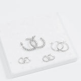 Brilliant CZ Huggie Hoop Earrings (Silver)