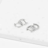 Brilliant CZ Huggie Hoop Earrings (Silver)