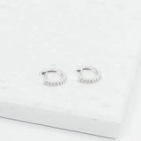 Brilliant CZ Huggie Hoop Earrings (Silver)