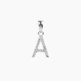 Crystal Collection Pendants A Sterling Silver CZ Small Initial Pendant