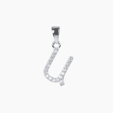 Crystal Collection Pendants U Sterling Silver CZ Small Initial Pendant
