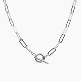 Alessia Paperclip Toggle Necklace (Silver)