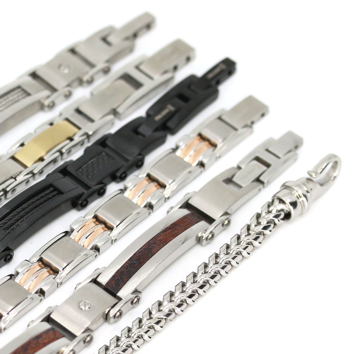 Italgem Steel Bracelets,Men's Stainless Steel Italgem Stainless Steel 3 piece Wood Men's Bracelet