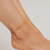 Italian Graffetta Paperclip Adjustable Anklet (Gold)
