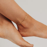 Italian Graffetta Paperclip Adjustable Anklet (Gold)