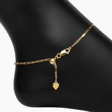 Italian Graffetta Paperclip Adjustable Anklet (Gold)