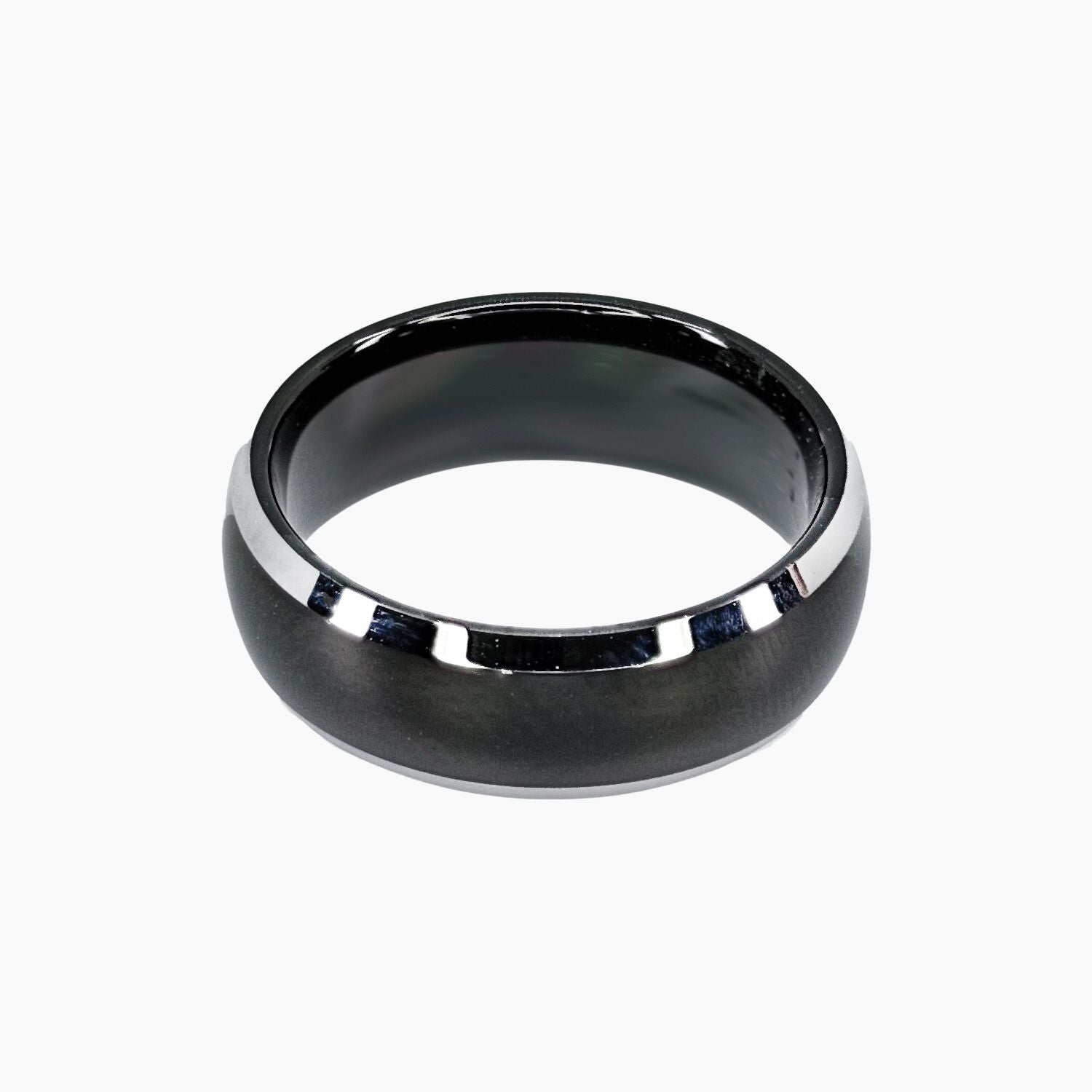 Roma Men's Collection Rings,Men's Black Tungsten Ring with Beveled Edges