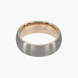 Roma Men's Collection Rings,Men's Brushed Tungsten Ring with Rose Gold Accent