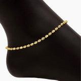 Italian Moon Cut Bead Anklet (Gold)