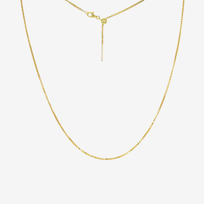Sterling Silver Bella Adjustable Box Chain 22" (Gold)