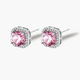Blush Halo Moissanite Stud Earrings