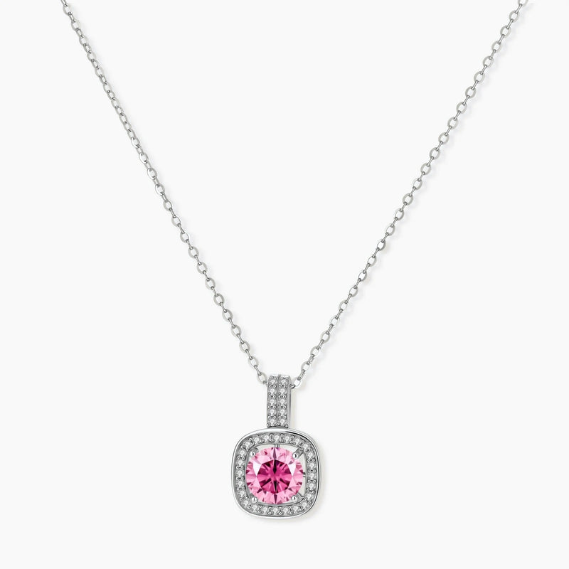 Pink Fire Moissanite Pendant Necklace