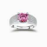 Rosy Halo Moissanite Four-Piece Set