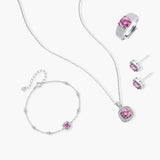 Rosy Halo Moissanite Four-Piece Set
