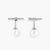 Rhodium-plated sterling silver ear jacket earrings with diamond-set horizontal bar and freshwater pearl drop