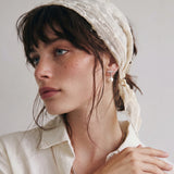 Rhodium-plated sterling silver ear jacket earrings with diamond-set horizontal bar and freshwater pearl drop