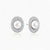 Elegant stud earrings with cream freshwater pearls surrounded by sparkly pavé crystals on rhodium-plated silver setting