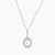 Oval sterling silver pendant with crystal halo surrounding a white freshwater pearl on delicate chain