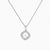 Cushion-shaped double halo pendant with 10mm freshwater pearl center on rhodium-plated sterling silver chain