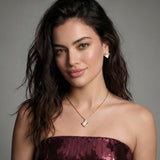 Golden Pillow Necklace and Stud Earring Set