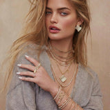 Golden Pillow Necklace and Stud Earring Set