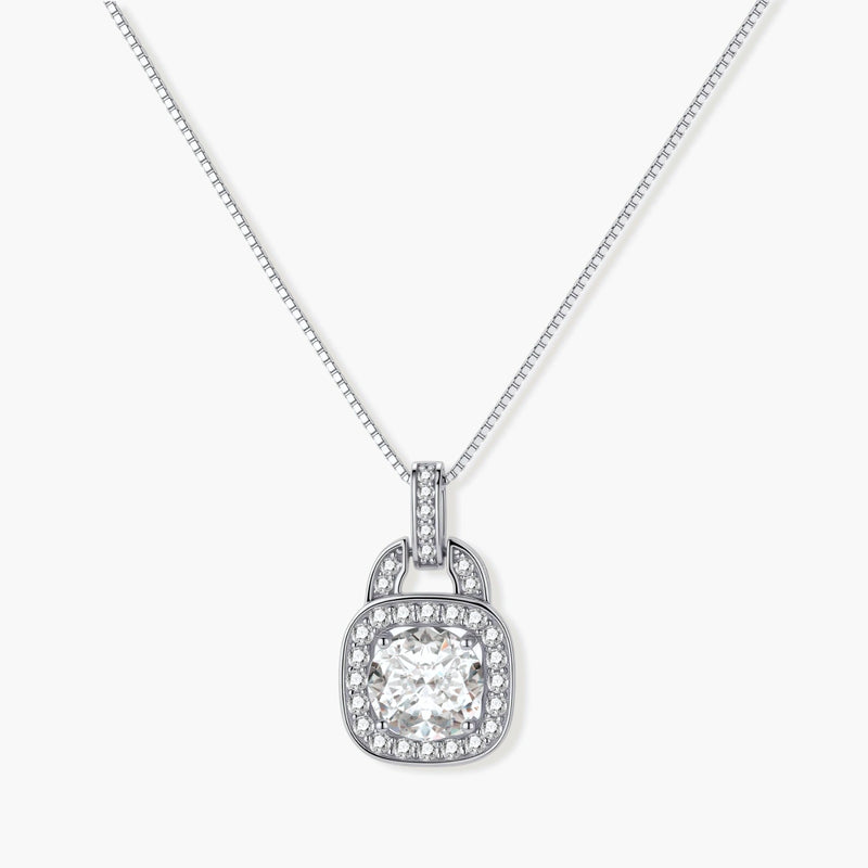 Cushion Halo Moissanite Necklace
