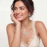 Golden Horseshoe Necklace and Stud Earring Set