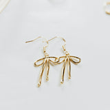 Bow Dangle Earrings (Gold)