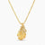 18K gold-plated 925 silver leaf pendant with brushed finish and cubic zirconia accents on a beaded ball chain.