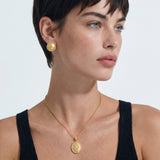 Brushed Dome CZ Halo Earrings