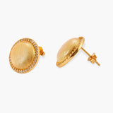 Brushed Dome CZ Halo Earrings