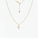 CZ Cross Adjustable Necklace (Gold)