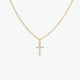Dainty CZ Cross Adjustable Necklace (Gold)