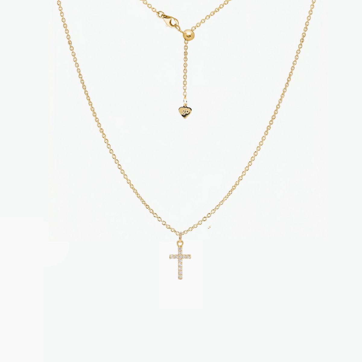 Dainty CZ Cross Adjustable Necklace (Gold)