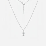 Simple Cross Charm Necklace (Silver)