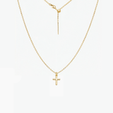 Simple Cross Charm Necklace (Gold)