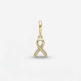 CZ Cancer Ribbon Charm (Gold)