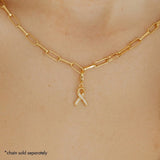 CZ Cancer Ribbon Charm (Gold)