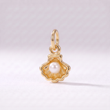Tiny Seashell Pearl Charm (Gold)