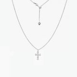 CZ Cross Adjustable Necklace (Silver)