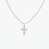 CZ Cross Adjustable Necklace (Silver)