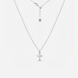 Dainty Cross Adjustable Necklace (Silver)
