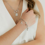 CZ Cancer Ribbon Charm (Silver)
