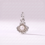 Tiny Seashell Pearl Charm (Silver)