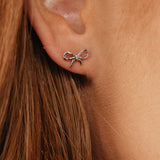 Bow Stud Earrings (Silver)