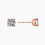 Brilliant CZ Round Stud Earrings (Rose Gold)