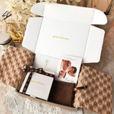 Grace Blooms gift box with heart ribbon, pouch, polishing cloth and thank-you card