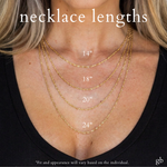 Necklace lengths guide, shown on body (24 inch adjustable chain)